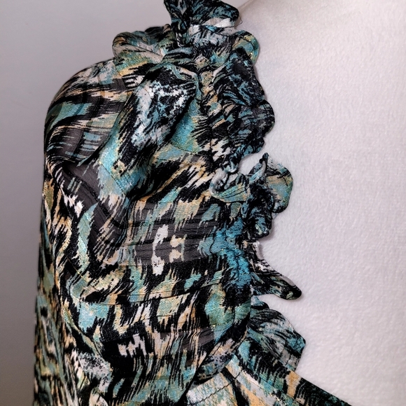 Miss Me Womens Print Ruffle Dress, Size Medium, Neck tied straps - Picture 5 of 10